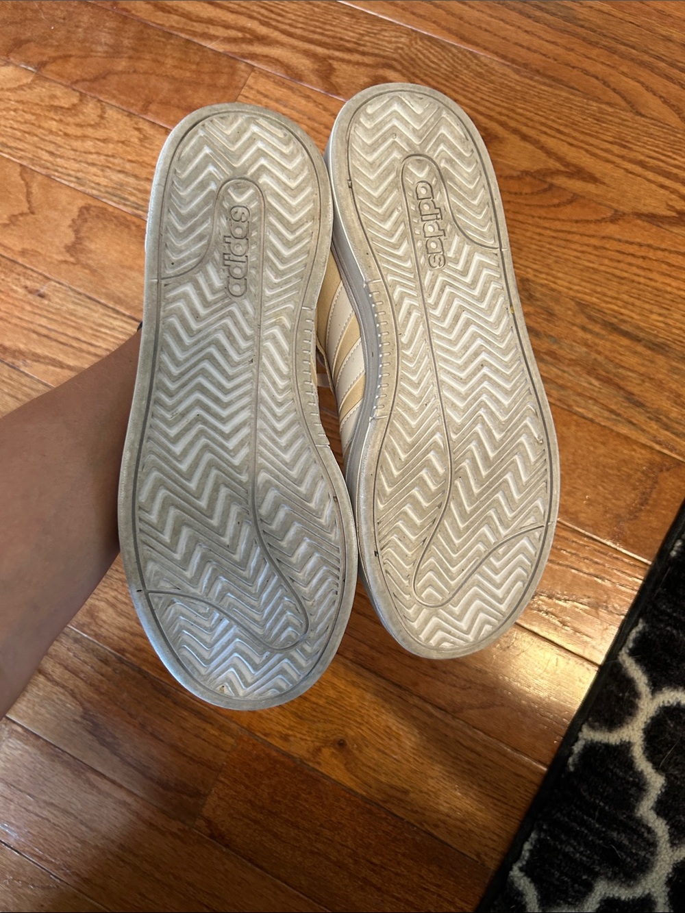 adidas Cream Suede Sneakers with White Stripes - Picture 5 of 5